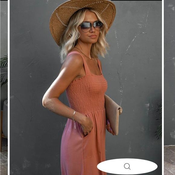 MATTEA SMOCKED POCKETED JUMPSUIT - SIENNA - Picture 5 of 6